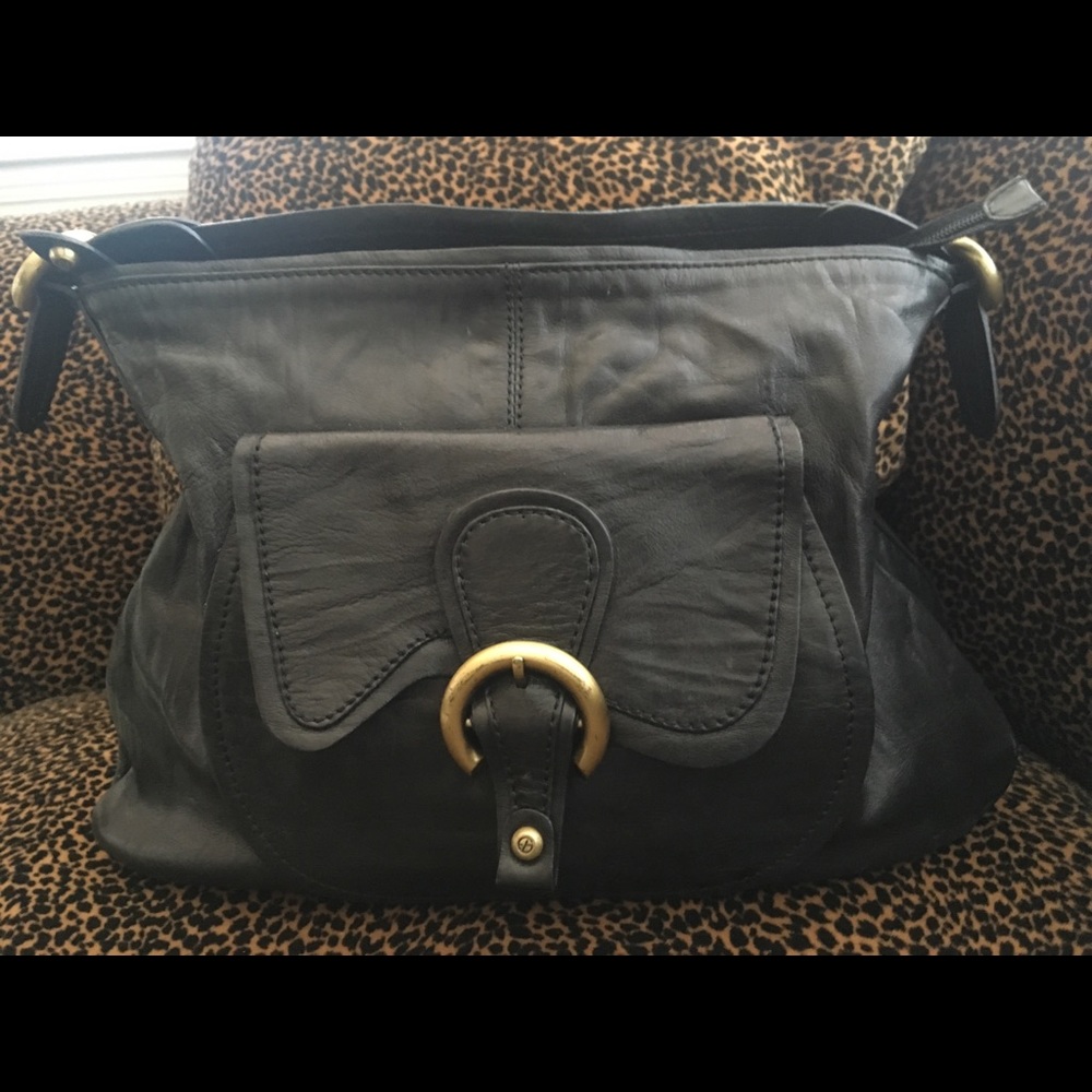 🎀Francesco Biasia Italian black leather handbag…
